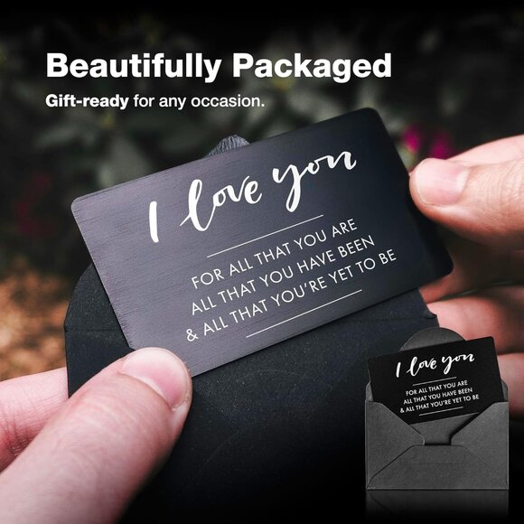 I Love You Wallet Card – Engraved Keepsake for Him or Her, Durable Metal Wallet - Picture 5 of 7
